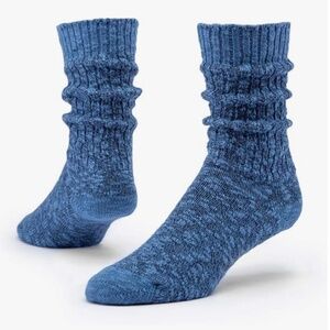 NEW! Maggie's Organic Cotton Heathered Navy Ragg Socks TWO PAIR.Size Medium NWT!